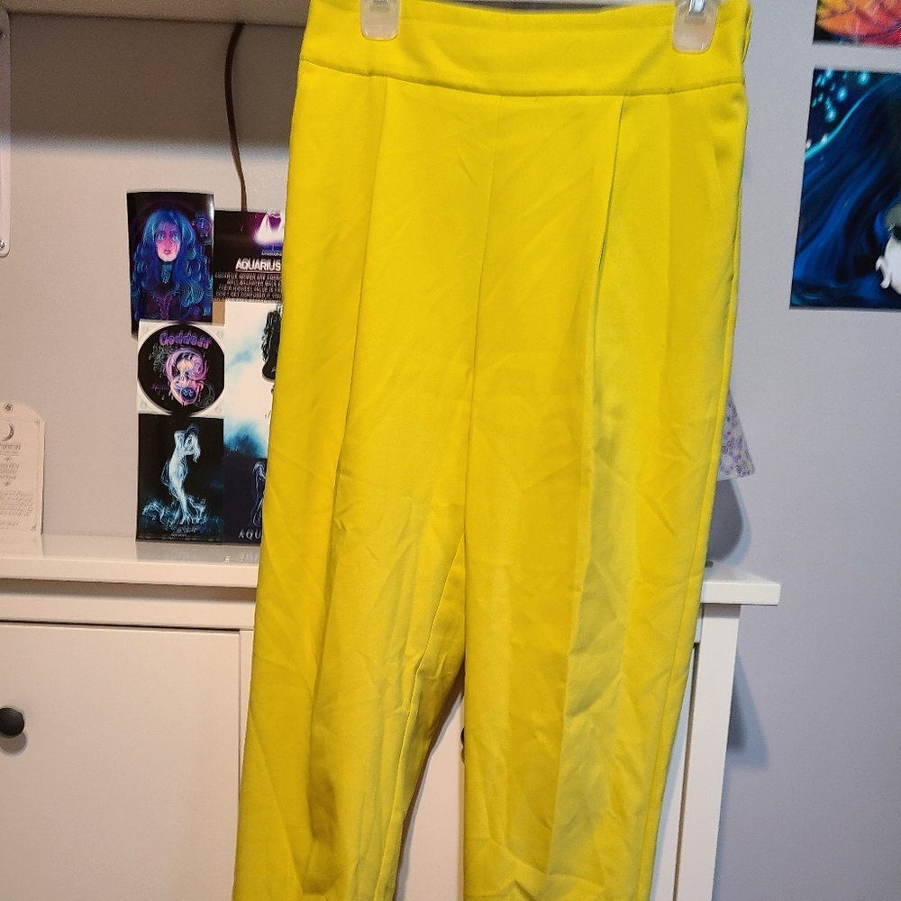 New York and Company neon Lime color pants matches the Lime color in the blouse